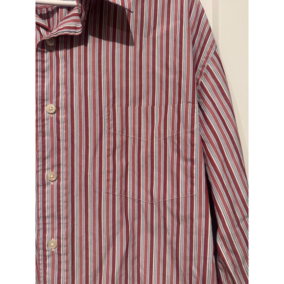 J. Crew Mens XL Red Blue Stripe Button Down Dress Shirt 80s 2 Ply Cotton - Picture 5 of 7